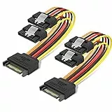 BENFEI 15 Pin SATA Strom Y Kabel, 15 cm, 2 Stück
