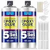 2K Epoxidkleber 100ml, 5 Minuten Kraftkleber - Transparent 2 Komponenten Epoxidharz Kleber Extra starker Klebstoff zum Kleben und Versiegeln von Metall, Kunststoff, Holz, Glas, Stein, Keramik