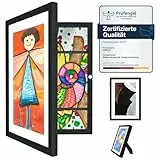 Ciscle Bilderrahmen Kinderzeichnungen, 1 Stück A4 Befüllba Kunstfotorahmen für Kinder, Frontöffnung Bilderrahmen für Kunstwerke, Ideal für Kinderzeichnungen, Kunstprojekte, Schule, Zuhause (Schwarz)