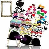 59 Stück Foto Requisiten,Fotobox Accessoires,Party Foto Booth Requisiten Dekoration Für Hochzeit, Mit Hut, Lippenstift, Krawatte, Kronen, Tischdeko Geburtstag, Karneval, Fotobox Accessoires Hochzeit