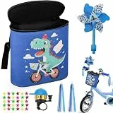 COZCLAM Lenkertasche Kinder, Laufrad Lenkertasche Fahrrad Kinder mit Klingel, Windrad, Lenker-Luftschlangen & Kinderfahrrad Speichen für Kinderfahrräder, Laufräder, Scooter (Blau)