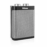 Tristar Keramik Elektroheizlüfter - 3 einstellbare Leistungsstufen/regelbares Heizthermostat/Ventilatorfunktion, KA-5064, Schwarz, Silber