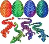 DOLYUU 3D Gedrucktes Drachenei - 4er Set 3D Überraschungs Drachenei 8.5cm mit Drache 22cm,Geheimnisvolle Drachen Spielzeug,Beweglicher Drachen Figuren für Überraschung Easter Dracheneier Wohnkultur.