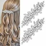 2 Stück Strass Haarspangen, Sparkly Braut Haarschmuck Silber, Vintage Haarspange Silber, Funkelnde Haarnadeln Hochzeit für Frauen und Mädchen Abendparty Hochzeit Täglicher Gebrauch