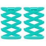 RJ-Sport 2 Paar flache Schnürsenkel ohne Binden - Elastische Schnürsenkel mit Schnellverschluss - Schnellschnürsystem für Einzigartigen Komfort und Starken Halt - mit Metallkapseln (Aquamarin)