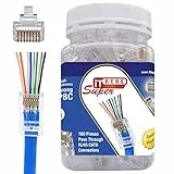 ITBEBE Pack of 100 Cat 6 Pass Through RJ45 Connectors (Cat6 RJ45 Passthrough Connectors / Cat6 Plug / RJ45 Connector) for Solid or Stranded UTP Cables