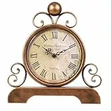 Moiubik Retro Tischuhr Klassische Vintage Roman Stil Schreibtischuhr Silent Ohne Ticken für Wohnzimmer Schlafzimmer Schreibtisch Regal Nachttisch Kaminsims(Kupfer)