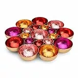 ZEYA Teelichthalter Metall, Ø 21 cm, rot pink rosa orange, Teelicht Deko für bis zu 10 Teelichter, Bunte Tisch Dekoration, Wohnaccessoire & Geschenkidee für neues Zuhause, Deko Wohnzimmer
