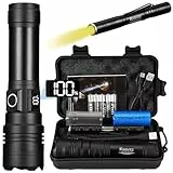 Kssvzz Taschenlampe LED USB C Aufladbar, 500000 Lumen LED Taschenlampe Extrem Hell, Starke Taktische Taschenlampe mit 5 Lichtmodi, Fashlight Torch IPX7 Wasserdicht für Camping, Outdoor, Notfäll