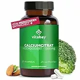 Vitabay Calcium 1000 mg hochdosiert – 90 vegane Kapseln mit Calciumcitrat – Kalzium für Energiestoffwechsel, Knochen & Zähne – Laborgeprüft in Deutschland und ohne Zusatzstoffe – Vorrat für 1 Monat