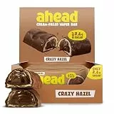 Ahead Waffelriegel Crazy Hazel 12 x 30g | Knusprige Waffel mit Kakao-Haselnuss-Cremefüllung | Schokolade ohne Zuckerzusatz | nur 2,4 g Zucker pro Riegel