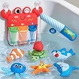 Hahaland Badewannenspielzeug Baby ab 1 2 3 Jahr, Schimmelfreies 8 Stück, Wasserspielzeug Kinder, Badespielzeug, Pool Schwimmbad Spielzeug, Montessori-Angelspiel für Mädchen Jungen, ab 12 Monate