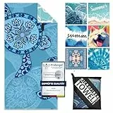 Strandhandtuch Groß - 180 x 100 cm Strandtuch Mikrofaser mit Tasche, Saugfähig und Schnell Trocknende Strandtuch, Weiches & Leichtes Beach Towel für Strand, Schwimmen (Schildkröten)
