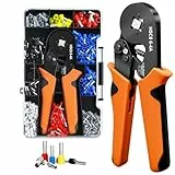 Crimpzange Aderendhülsen Set mit 1250 Aderendhülsenzange Selbsteinstellende 0,25-10mm² Krimpzange Crimp Zange Crimping Pliers mit Kabelendhülsen Krimpzangenset für Heimgebrauch