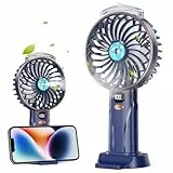 Fitabok Handventilator – Kleiner SprüH Tragbarer Mini Ventilatormit 25 Ml, USB-C Wiederaufladbarer Taschenventilator Mit 5 Geschwindigkeiten, Led Anzeige, 4000 mAh Akku, FüR BüRo, Outdoor, Reisen