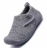 Meik Mangni Kinder Hausschuhe Mädchen Jungen rutschfest Lauflernschuhe Kleinkinder Schuhe Atmungsaktive Pantoffeln Slipper Grau 27 EU