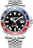 Stuhrling Original Herren Edelstahl Jubiläumsarmband GMT Uhr - Schweizer Quarz, Dual Time, Quickset Datum mit verschraubter Krone, wasserdicht bis 10 ATM