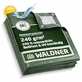 WALDNER Abdeckplane 240 g/m² | Premium Gewebeplane mit Ösen UV-beständig & reißfest | Schutzplane für Gartenmöbel, Holz, Abdeckplane Auto, Boot & Camping | Plane (Grün/Silber, 2 x 3 m)