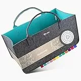 LoFelt® Filztasche, Holzkorb, Brennholzkorb, Kaminholz, aus 100% recyceltem Plastik/Filztasche groß geeignet als Filz Einkaufstasche, Kaminholztasche, Filzkorb, Türkis