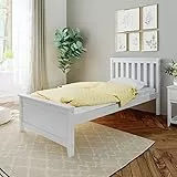 Max & Lily Bett 90x200cm inklusive Lattenrost, Kinderbett mit Stauraum unter dem Bett, Bettgestell mit Kopfteil, Holzbett aus neuseeländischem Kieferholz, weiß