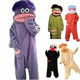 Generisch Goofy Onesie, Silly Onesie Fleece Pajamas Herren Daman Cozy Full Body Sleepwear, Monster-Onesies FüR Erwachsene, Big Mouth Monster Onesies Pajamas - Plush Coral Fleece for Women ﻿