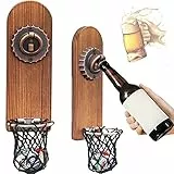 ZONSUSE Flaschenöffner mit Magnet, Vintage Holz Wand Bieröffner, Einzigartige Geschenkideen für Männer Papa Freund Ehemann, Cooles Zeug Gadgets für Thanksgiving Weihnachten Geschenke(Kronkorken)