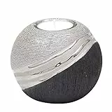 Edler moderner Deko Designer Keramik Teelichthalter in Silber-grau, ca. 10 x 10 x 9 cm.