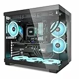 CPS C3T500 ARGB Sales Kit Tower ATX-Gehäuse, PCCOOLER Tower-PC-Gehäuse, 6 120 mm ARGB-Lüfter, kompatibel mit RTX 40 Serie, doppelseitiges volles hochdurchlässiges Glas, säulenfreies Design (Schwarz)
