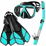 Smyidel Schnorchelset Taucherbrille mit Schnorchel und Flossen,Schnorchel Set Erwachsene Schnorchelset Tauchset Taucherbrille mit Schnorchel für Herren und Damen Tauchen Schnorcheln 3er Set