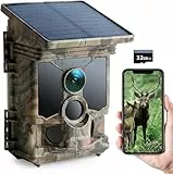CEYOMUR Solar WLAN Bluetooth Wildkamera Handyübertragung, 4K 30fps 46MP Jagdkamera, mit Bewegungsmelder Nachtsicht IP66 Wasserdicht für Wildtier Überwachung mit U3 32GB Micro SD-Karte