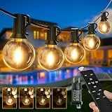 Ollny LED Lichterkette außen dimmbar 20M mit Fernbedienung & Timer – Lichterkette Outdoor strom G40 Glühbirnen 3 Modi, wasserdicht für Garten Balkon Terrasse (warmweiß)