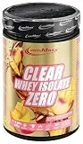 IronMaxx Clear Whey Isolate Zero - Mango Peach Ice Tea 400g Dose | Klares Molkenprotein-Isolat ohne Zucker | Laktosefreies Clear Protein | Protein Limonade mit fruchtig-erfrischendem Geschmack