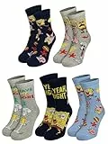 United Labels 5 Paar Spongebob Schwammkopf Socken für Herren, schwarz grau blau, 40-45, Herrensocken, Männer Strümpfe