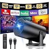 [Integrierte Apps] Tragbarer Beamer, Yoton Mini Beamer mit WiFi 6 Bluetooth 5.4, drahtlose Bildschirmspiegelung, Unterstützung 1080P, Auto Keystone, kompatibel mit HDMI/TV Stick, Native 720p, Schwarz