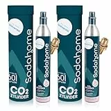 Sodahome 2x Universaler CO2 Zylinder für 60L Sprudelwasser - Kompatibel für gängige Wassersprudler mit Schraubgewinde -Kohlensäure Zylinder zum Einschrauben für Wassersprudler-abgefüllt in Deutschland