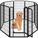 Yaheetech Welpenlaufstall 8-teilig 120cm hoch, Welpenauslauf mit automatischer Verriegelung, faltbar und platzsparend, ideal für drinnen und draußen, Einfache Montage