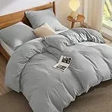 BEDSURE Bettwäsche 135x200 4teilig Silbergrau - 2 Bettbezüge 135x200 cm + 2 Kissenbezüge 80X80 cm, ÖKO-TEX Bettwäsche-Sets Grau Polyester Mikrofaser mit Reißverschluss
