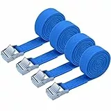 URAQT Spanngurt Befestigungsgurt, 4 x 150kg 2 Meters Ratschenspanngurt Breite 20mm Zurrgurt, Verstellbare Befestigungsriemen mit Klemmschloss für Transport, Fracht, Gepäck, Camping （Blau）