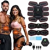 UIHOL EMS Training Muskelstimulator - Elektrostimulation Muskeltraining für Bauchmuskeln, USB Wiederaufladbar, 10 Modi, 20 Intensitäten - Geeignet für Damen & Herren