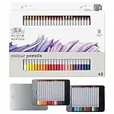 Winsor & Newton 490014 präzisions Künstlerfarbstifte im Set, 48 lebendige Farben, hochwertige Künstlerpigmente für farbkräftiges Malen in mehreren Schichten, höchste Farbbrillanz, bruchsicher