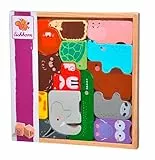 Eichhorn - Tierset in Holzbox, 14 Tiere zum zusammenlegen in Puzzleform, auch als Spielfiguren verwendbar, Förderung der Feinmotorik, in Aufbewahrungsbox, aus Kiefernholz, ab 1 Jahr