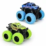 VoMii 2 Stück Spielzeugautos, Monster Truck für Kinder ab 3-10 Jahre, Große Gummiräder 4x4 Power Trägheitsbetriebene Fahrzeuge, 360° Stunt-Rotation, Rennwagen Spielsets für Kinder, 1:60 Scale