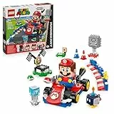 LEGO Mario Kart - Interaktiver Mario & Standard-Kart - Nintendo Spielzeug - Spiel Rennstrecke mit Auto, 3 Figuren, Podium & Barrieren - Gamer Geschenk für Jungen & Mädchen ab 7 Jahren - 72043