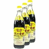 Heng Shun - 3er Pack Chinkiang Vinegar schwarzer Essig in 550 ml Glasflasche - Traditionell Chinesischer Reisessig (Schwarz) ideal für Dip-Saucen und zum Nachwürzen