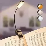 Gritin Leselampe Buch Klemme, Buchlampe, 3 Farbtemperatur Modi, Stufenlose Helligkeit Klemmlampe, USB Wiederaufladbare Klemmleuchte, 360° Flexibel für Nachtlesen ins Bett, beim Reisen usw. - Schwarz