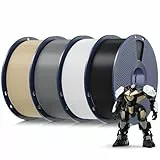 SUNLU PLA Filament Satz, Sauber Gewickelt 3D Drucker Filament PLA 1.75mm +/- 0,02mm, Einfach zu Verwenden, Passend Für Sie Meisten FDM 3D Drucker, 1KG Spool, 4KG insgesamt, Schwarz+Weiß+Grau+Eiche