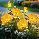Qoosea Solarleuchten Blume für Garten Außen, 2 Stück LED Blume Solarlampe, IP65 Wasserdicht Gartenleuchten, Deko für Garten Zäune Balkon Terrasse Grab Hochzeit Party Dekoration Beleuchtung, Warmweiß