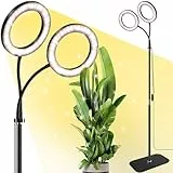 COKOLILA 168 LED 12V2A Pflanzenlampe LED Vollspektrum, 2 Köpfe 360° flexibler Schlauch Pflanzenlicht mit Ständer, 3/9/12 Auto-Timer, 58-170 cm Einstellbar Boden stehend Grow Light für Zimmerpflanzen