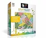 PuzzleMap Stuttgart Puzzle Stadtplan - XXL 500 Teile - Mit Booklet & Faltkarte - 68x48cm Motivgröße - Reiseführer Geschenk Souvenir