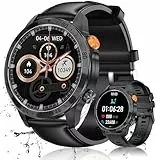 Loekneue New Smartwatch Herren mit Telefonfunktion,1,43' AMOLED Display 100+ Sportmode Armbanduhr mit IP68 Wasserdichter/Schrittzähler/SpO2 Schlafmonitor/Fitnessuhr für iOS Android (Leathers)